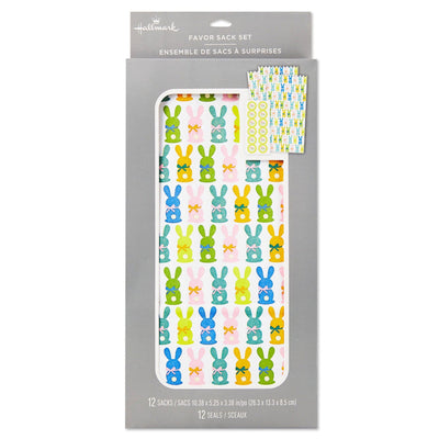 Colorful Bunnies 12-Pack Easter Goodie Bags With Stickers