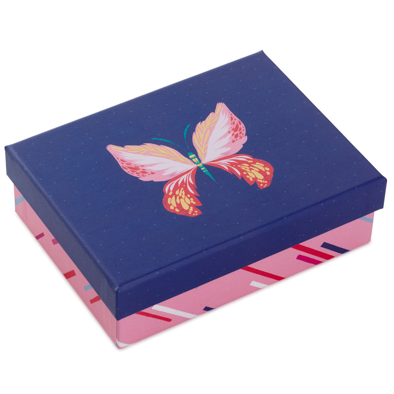 Hallmark blank note cards boxed set with butterfly, dog, stripes, flowers, bold lettering, and foil accents, pack of 24