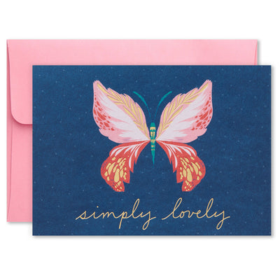 Hallmark blank note cards boxed set with butterfly, dog, stripes, flowers, bold lettering, and foil accents, pack of 24
