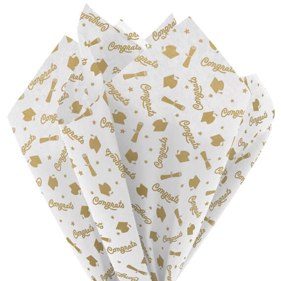 Gold Congrats Graduation Tissue Paper, 6 sheets