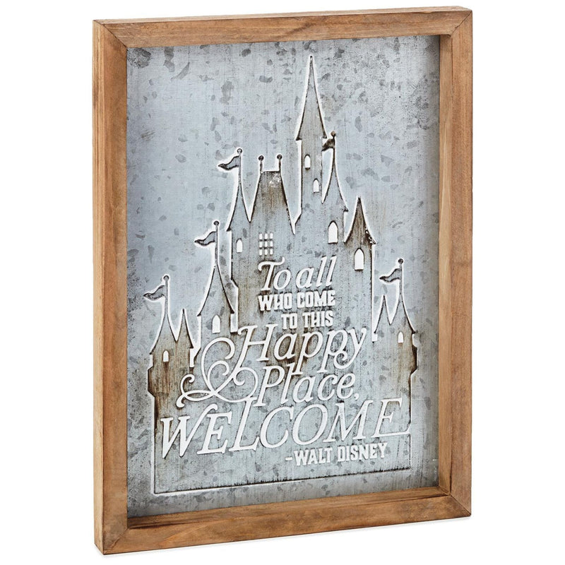 Disney Castle Happy Place Wood and Metal Quote