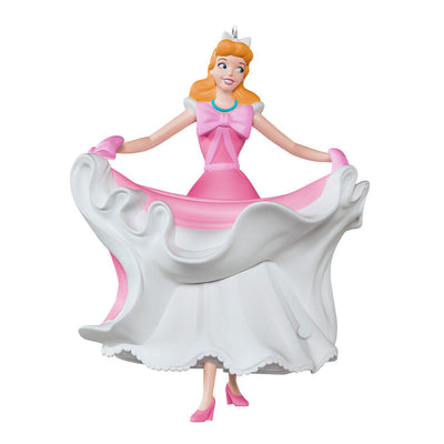 Cinderella in pink and white dress Christmas ornament, spinning pose from The Work Song scene