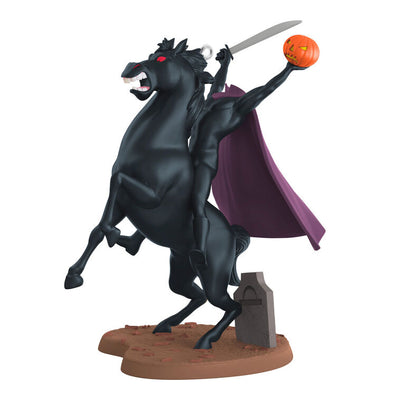 Headless Horseman Halloween ornament from Disney's Sleepy Hollow, riding black horse with sword and jack-o'-lantern
