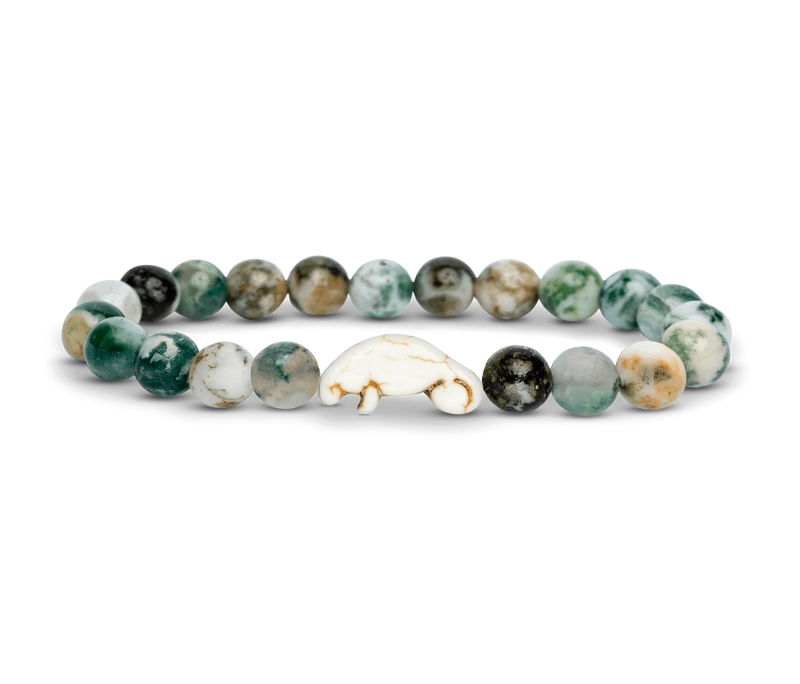 Fahlo Drift Manatee Bracelet in Seagrass Green supports manatee conservation with an interactive tracking map to follow a real manatee’s journey.