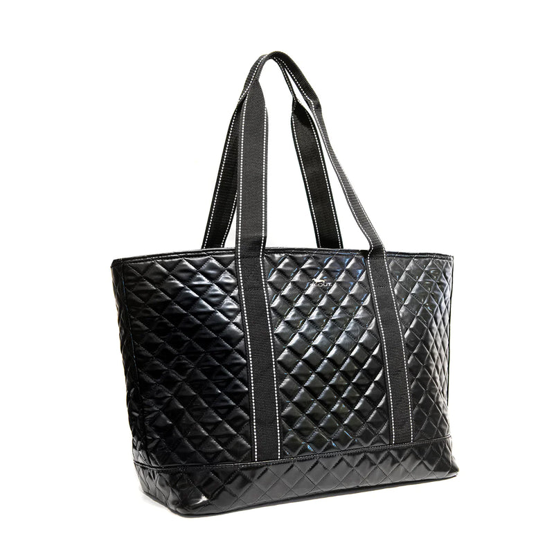 Joyride Quilted Shoulder Bag in Black Quilted fabric with zip-top closure and adjustable handle
