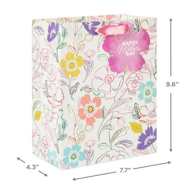 Floral Happy Mother's Day Medium Gift Bag, 9.6"