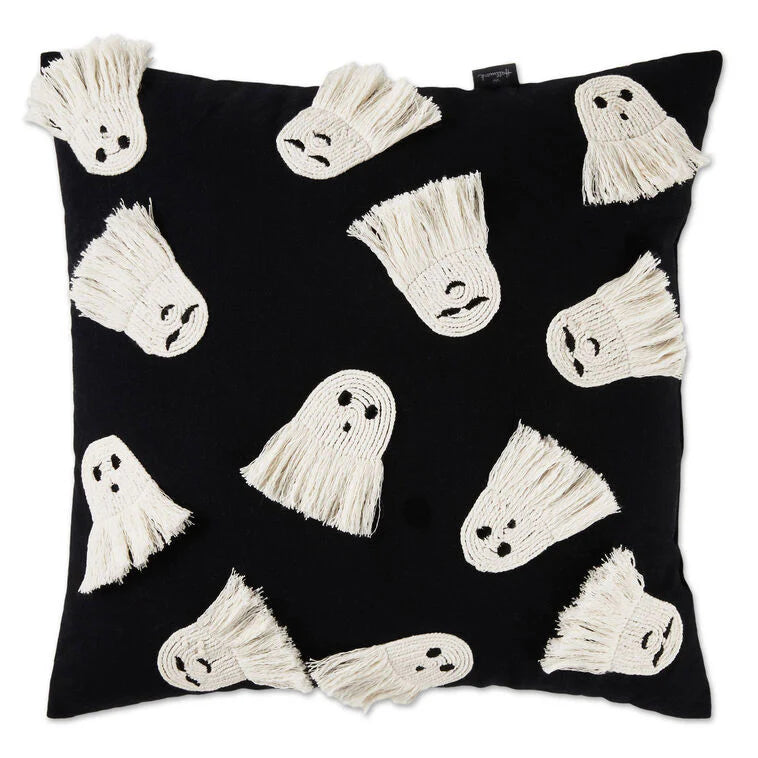 Fringe Ghosts Halloween Pillow, 16x16