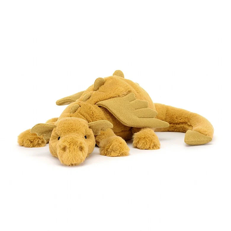 Golden Jellycat plush dragon toy