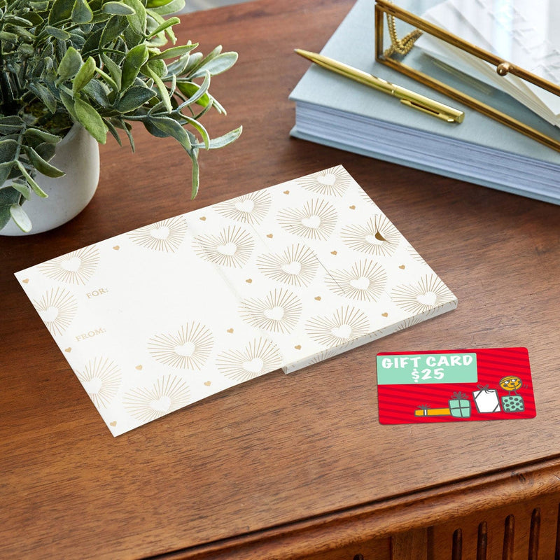 Gold Hearts on White Gift Card Holder Box 4.6"