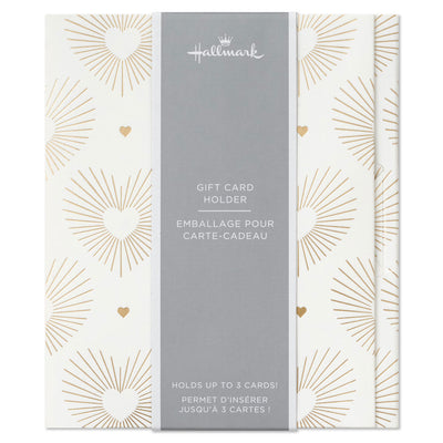 Gold Hearts on White Gift Card Holder Box 4.6"