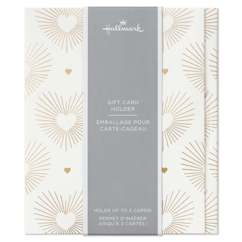 Gold Hearts on White Gift Card Holder Box 4.6"