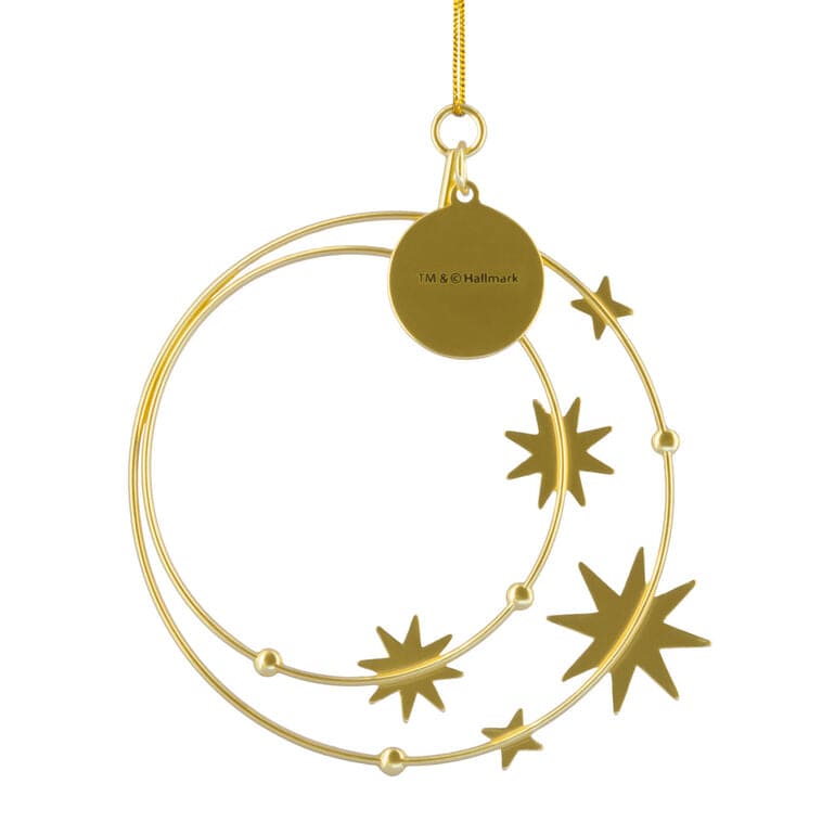 Hallmark Signature metal constellation ornament with gold stars and “Love you to the moon and back” moon charm