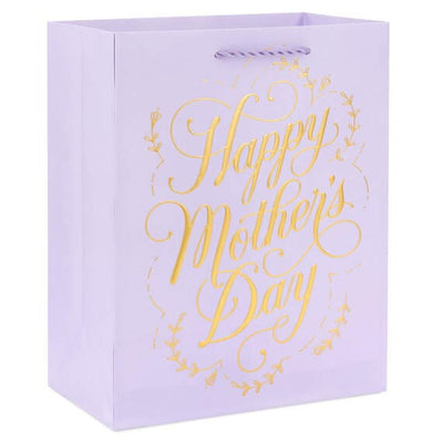 Hallmark 9.6" Gold Script on Lilac Medium Mother's Day Gift Bag