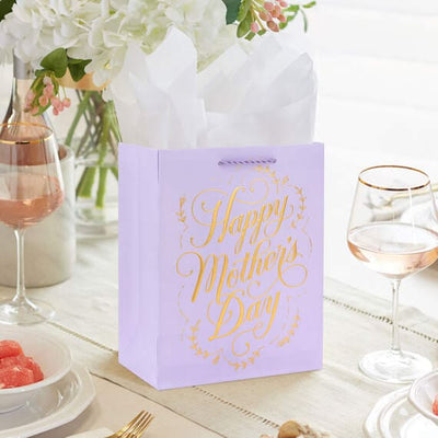 Hallmark 9.6" Gold Script on Lilac Medium Mother's Day Gift Bag