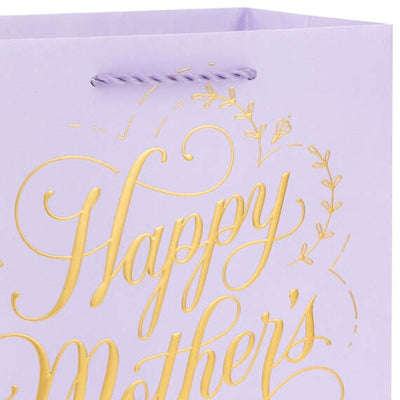 Hallmark 9.6" Gold Script on Lilac Medium Mother's Day Gift Bag