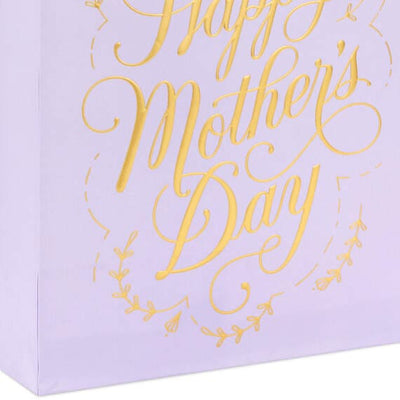 Hallmark 9.6" Gold Script on Lilac Medium Mother's Day Gift Bag