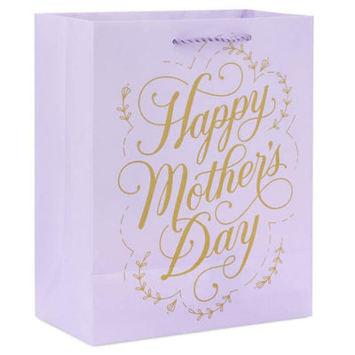 Hallmark 9.6" Gold Script on Lilac Medium Mother's Day Gift Bag