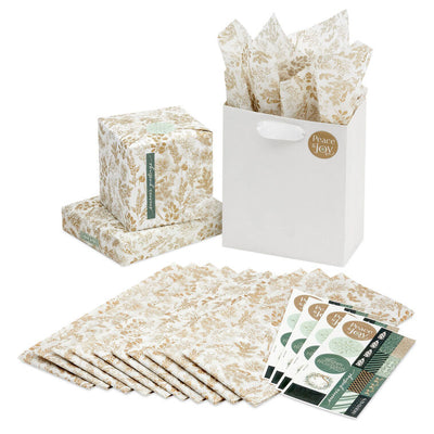 Gold Toile Holiday Tissue Paper With Stickers, 10 sheets