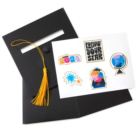 Grad Cap Card Holder Box With Stickers