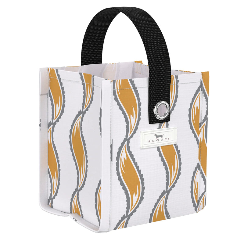Mini Package reusable gift bag in Silver Lining pattern, small durable gift bag with grommets for ribbon or card attachment
