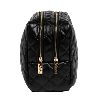 2-Way Toiletry Bag - Black Quilted