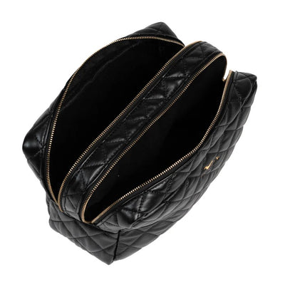 2-Way Toiletry Bag - Black Quilted