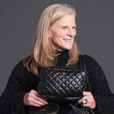 2-Way Toiletry Bag - Black Quilted