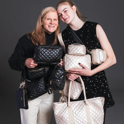 2-Way Toiletry Bag - Black Quilted