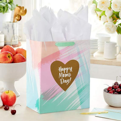 Happy Mom's Day Heart Large Mother's Day Gift Bag, 13"