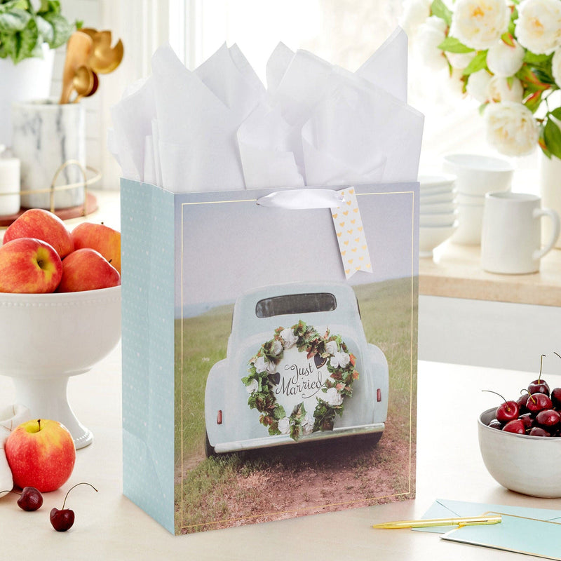 Just Married Large Wedding Gift Bag 13"