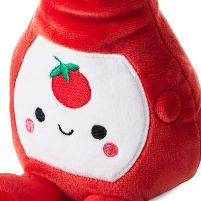 Better Together plush trio of ketchup, mustard, and relish bottles with embroidered details and magnetic connection.
