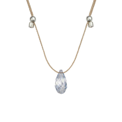 Silver Blue Shade Light Prism Crystal Necklace
