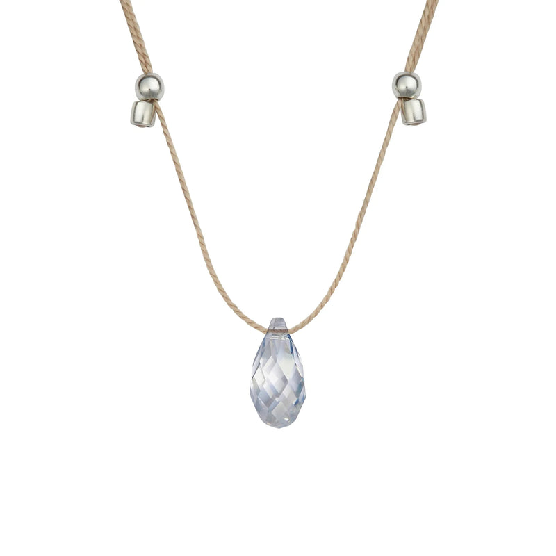 Silver Blue Shade Light Prism Crystal Necklace
