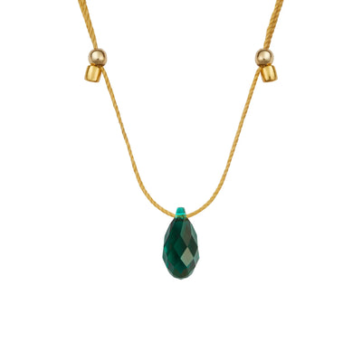 Gold Emerald Light Prism Crystal Necklace