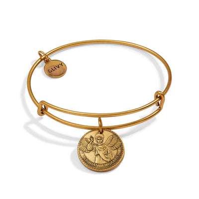 Gold bangle bracelet with a medallion of Archangel Gabriel