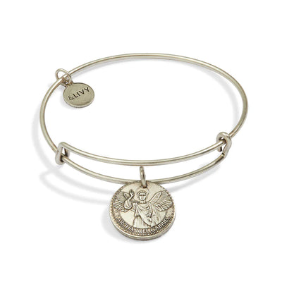 Silver bangle bracelet with a medallion of Archangel Gabriel