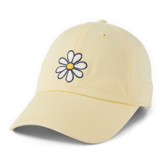 A comfortable adjustable cap featuring a daisy design, perfect for casual outdoor wear and sun protection.

