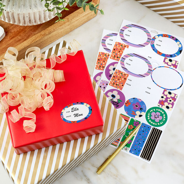 Hallmark lavender-scented floral gift tags and stickers, 3-sheet set with colorful blooms, perfect for birthdays and Mother’s Day.