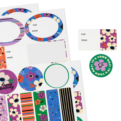 Hallmark lavender-scented floral gift tags and stickers, 3-sheet set with colorful blooms, perfect for birthdays and Mother’s Day.