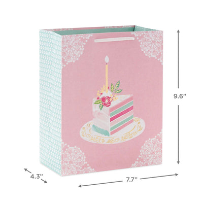 Elegant Cake Slice Medium Birthday Gift Bag 9.6"