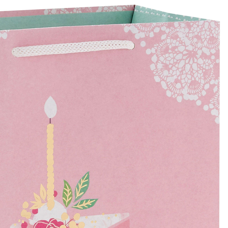Elegant Cake Slice Medium Birthday Gift Bag 9.6"