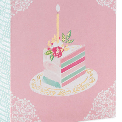 Elegant Cake Slice Medium Birthday Gift Bag 9.6"