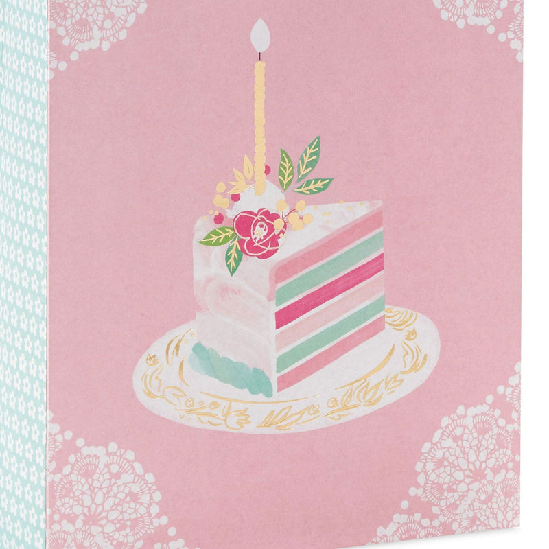 Elegant Cake Slice Medium Birthday Gift Bag 9.6"