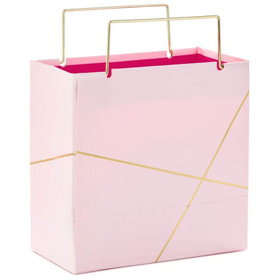 Light Pink With Gold Small Square Gift Bag, 5.5