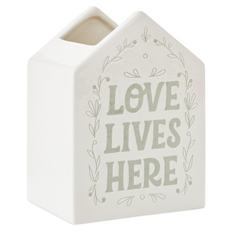 Love Lives Here House-Shaped Vase