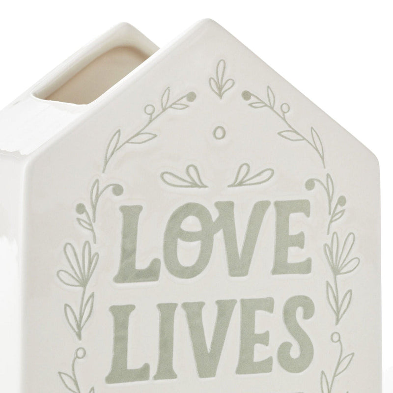 Love Lives Here House-Shaped Vase