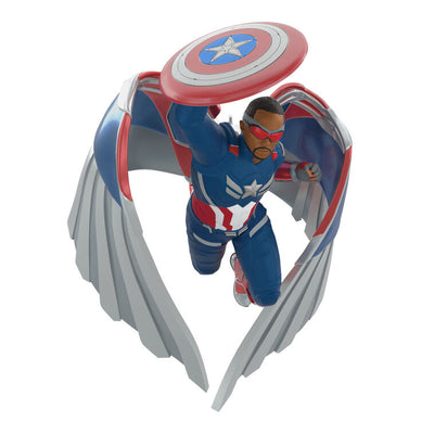 Captain America Christmas ornament in flight with shield and vibranium wings from Brave New World