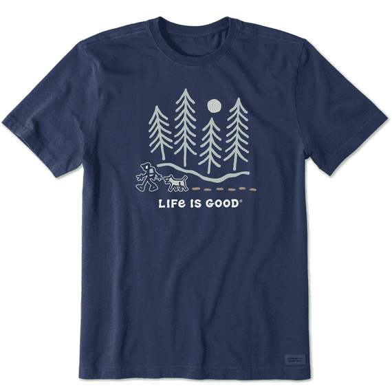 Soft, comfy short sleeve tee with hiking-themed graphic, heavyweight or lightweight Crusher fabric, men&