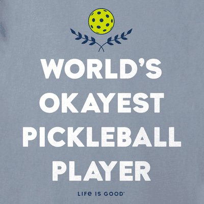Men’s Crusher Tee with World’s Okayest Pickleball Player graphic on soft cotton fabric.
