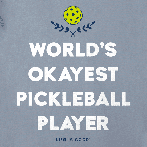 Men’s Crusher Tee with World’s Okayest Pickleball Player graphic on soft cotton fabric.
